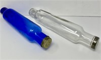 Cobalt and Clear Glass Cold Water Rolling Pins