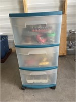 Heavy Duty Plastic 3 Drawer Cart and Contents