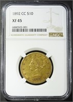 1892-CC $10 GOLD LIBERTY NGC XF-45