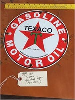 Texaco gasoline motor oil pump 12" porcelain sign