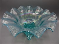 Stretch glass large ruffled fruit bowl w/ applied