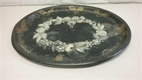 Large Metal Serving Tray Mother Of Pearl Inlay