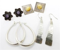 (4) PAIRS STERLING PIERCED EARRINGS