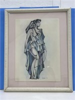framed art, women in dress, by c. sonobko