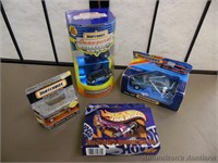 3 Matchbox Cars in Box, 1 HotWheels Playing Cards