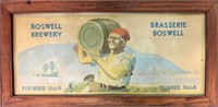 AWESOME 1910 OAK BOSWELL BREWERY FRAME & AD SIGN