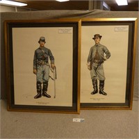 (2) Civil War Soldier Watercolor Prints