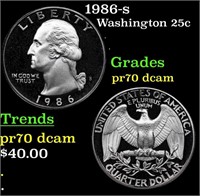 Proof 1986-s Washington Quarter 25c Grades GEM++ P