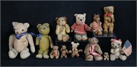 12 Early Vintage Stuffed Teddy Bears Steiff Style