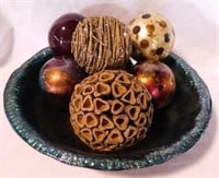 Foil art glass bowl, 14" diam - Sphere decor