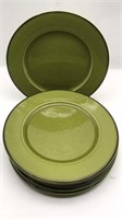 6 Varages France Dinner Plates Ceramic Green