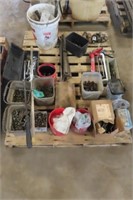 Pallet of Bolts, Ball Hitches, Misc.