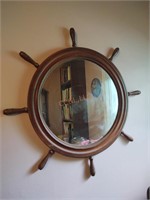 Vintage wood nautical ship mirror