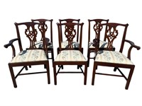 6 HENKEL HARRIS SOLID MAHOGANY CHIPPENDALE CHAIRS