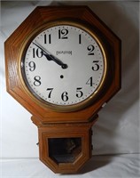 Antique Ingraham Large oak Wall Clock Runs