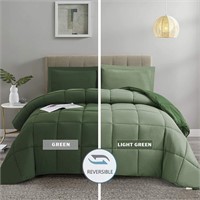 HIG 3pc Green Queen Size Comforter Set - All Seaso