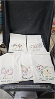 Anthropormorphic Tea Towels with Embroidered