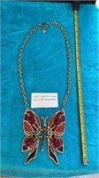 1960s Juliana Pink Red Butterfly Necklace