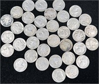 36 US Buffalo Nickels Assorted Years