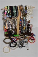 80 Costume Jewelry Bracelets w/Stand