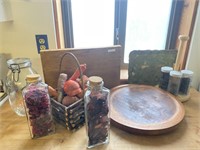 Lot with Jars, Trays and Misc Decorations...