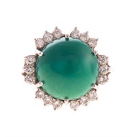 A Lady's Platinum Turquoise & Diamond Ring