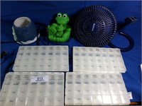 4 Pill Organizers, Frog Bath Toys, Tea Light no