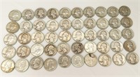 (50) Silver Washington Quarters- 1940- 1964