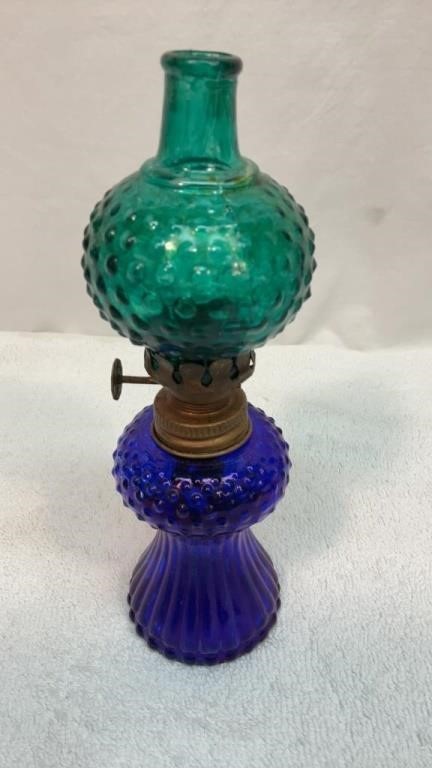 Mini oil lamp. Cobalt blue base