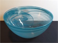 12" Blue Swirl Tempered Glass Mixing Bowl Kosta
