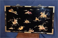 Asian decorative gilt and lacquer wall panel with