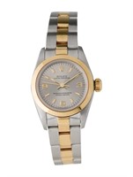 18k Gold Rolex Oyster Datejust Rhodium Watch 24mm
