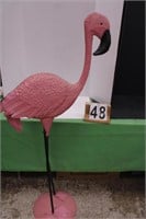 Metal Pink Flamingo Yard Art 59.5"T X 28"W