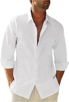 Button Down Linen Shirts for Men Casual Long