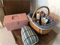Sewing Basket with Notions, Vintage Box & more