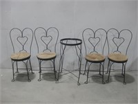 Vtg Wrought Iron Patio Table & Chair Set See Info