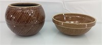 2 Monmouth pottery stoneware bowls 8" & 9"