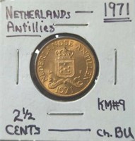1971 uncirculated Netherlands Antilles 2.5 cent