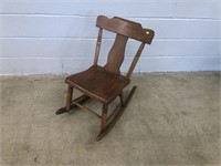 Vtg. Plank Seat Rocking Chair