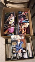 Two boxes of vintage guitar magazines including