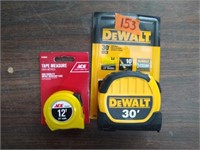 DeWalt 30' & ACE 12' Tape Measures