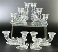 Glass Candlestick Holders including Heisey