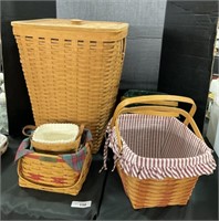 5 Longaberger Baskets, Liners.