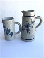 Antique Salt Glazed Mug & Pitcher