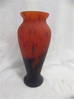 SATIN ART GLASS VASE 10"T