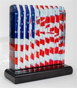 James Randolph American Flag Art Glass Sculpture