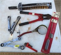 Speed wrenches, bolt cutter, torque wrench, misc