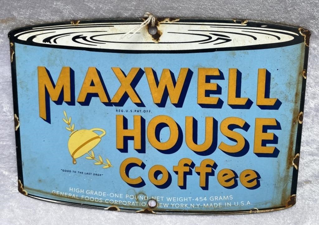Enamel "MAXWELL HOUSE COFFEE" Door Push Plaque
