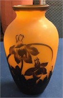 10" Art Deco Orange/Black Vase