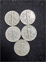 Liberty Walking Half Dollars - var. dates - (5)